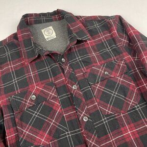 Voyager Flannel Shirt Jacket Men’s M Red Plaid Button Thermal Lined Shacket